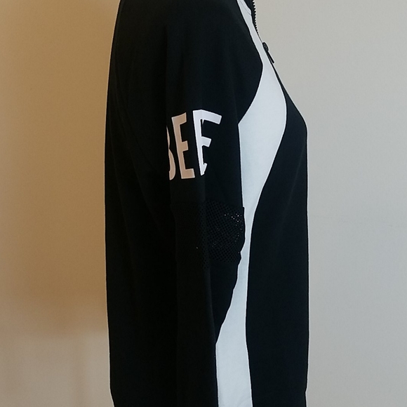 Bebe black and white zipper front sweatshirt - Picture 3 of 8
